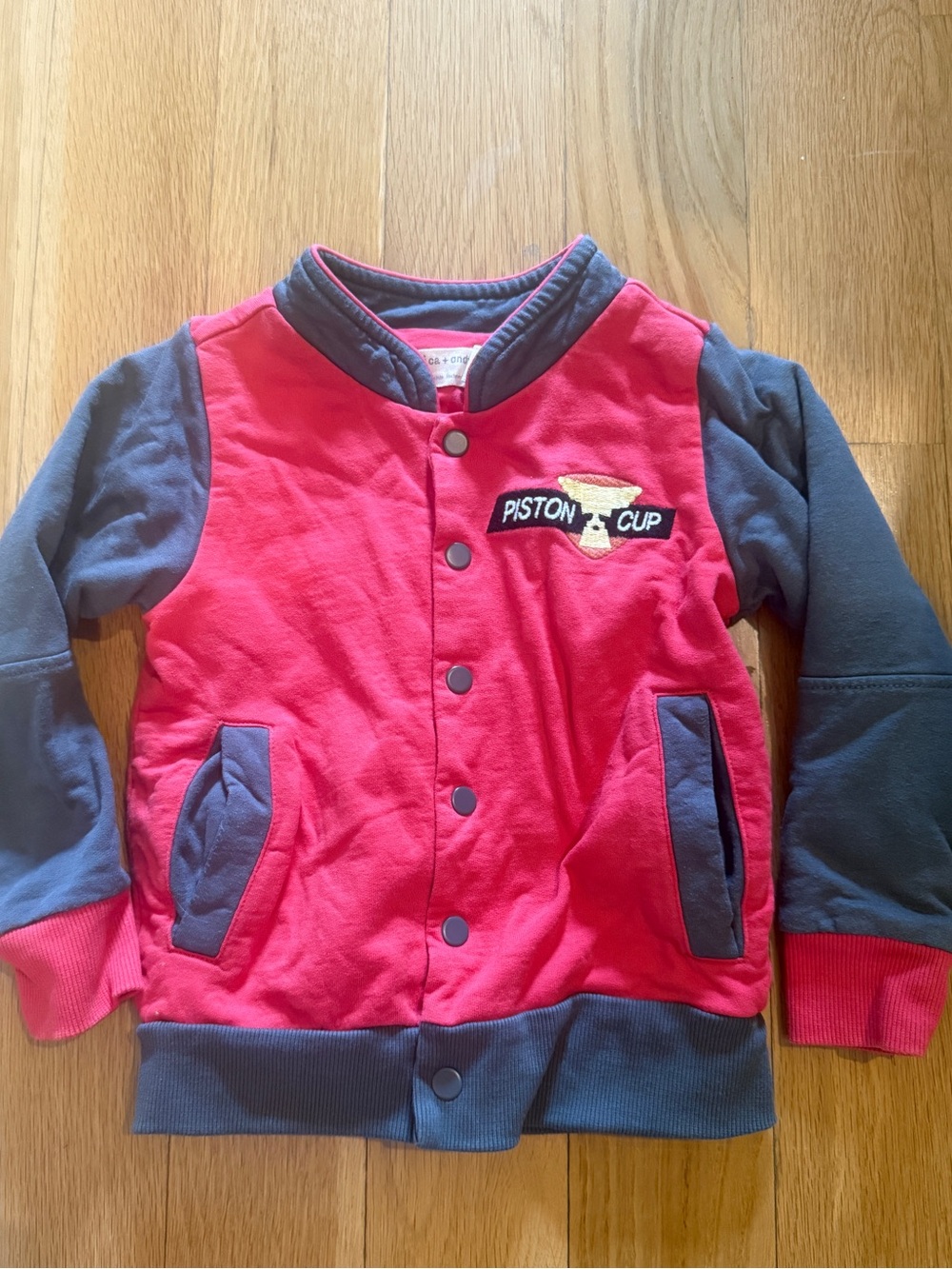 Kids Red & Gray Piston Cup Baseball Jacket
